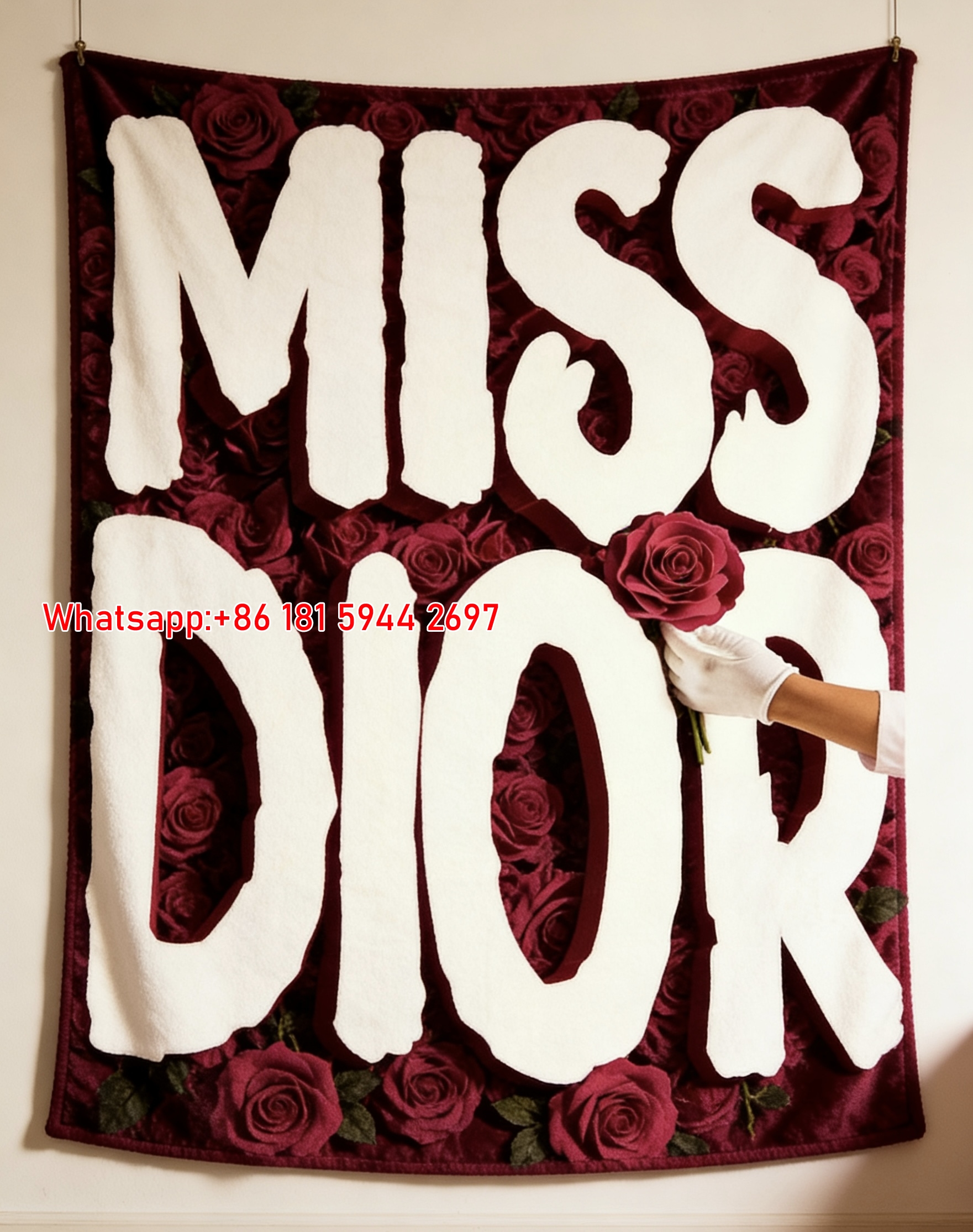 Elegant Dior Rose Flannel Sofa Throw Blanket D317
